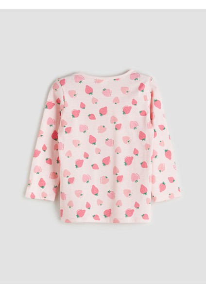 Yeni Sezon Bisiklet Yaka Çilek Baskılı Kız Çocuk Pijama Takımı fırsatları