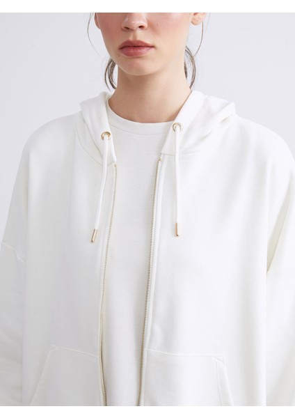Yeni Sezon Kapüşonlu Oversize Kadın Fermuarlı Sweatshirt modelleri