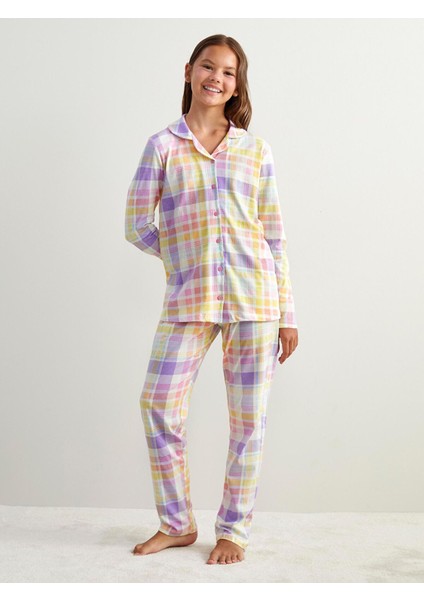 Yeni Sezon Gömlek Yaka Kız Çocuk Pijama Takımı modelleri