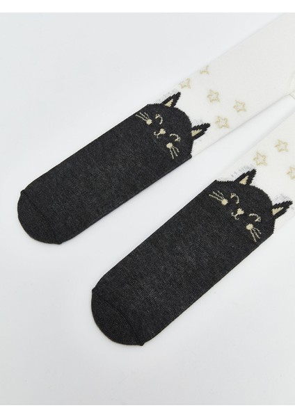 Yeni Sezon Kedi Baskılı Kız Çocuk Külotlu Çorap fiyatları