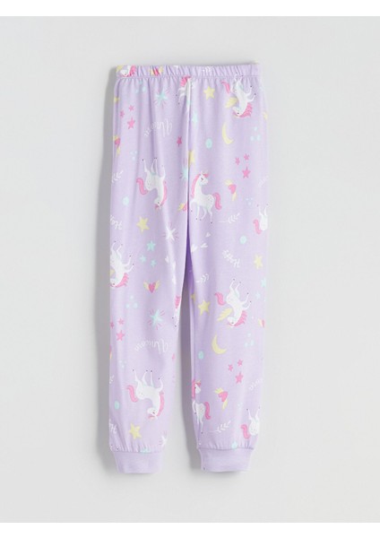 Yeni Sezon Beli Lastikli Baskılı Kız Çocuk Pijama Alt