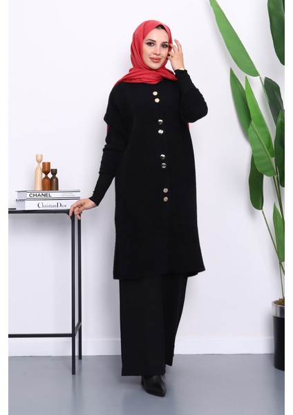 Siyah Düğmeli Angora Yumoş Triko Hırka fiyatları