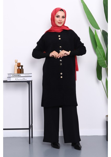 Siyah Düğmeli Angora Yumoş Triko Hırka modelleri