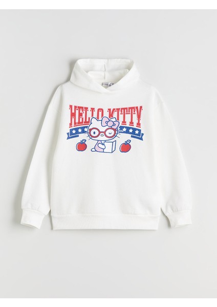 Yeni Sezon Kapüşonlu Hello Kitty Baskılı Kız Çocuk Sweatshirt