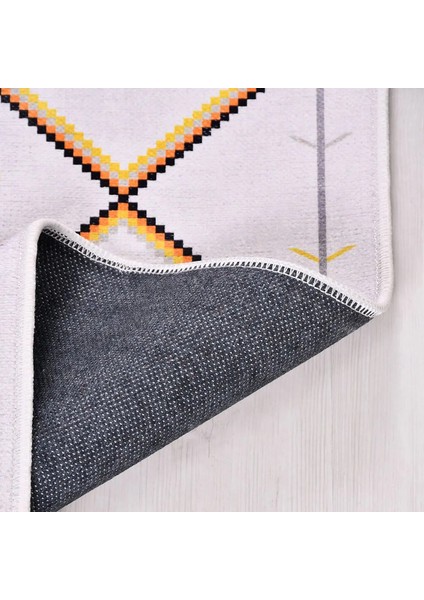 Vigna Geometrik Kırık Beyaz Polyester ve Pamuklu Kaydırmaz Tabanlı Dijital Baskı Halı indirimleri