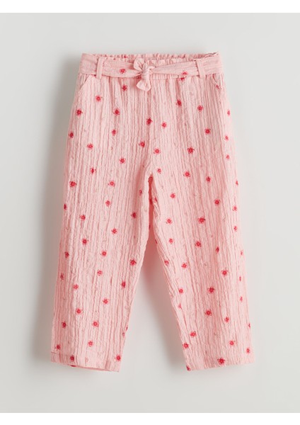 Yeni Sezon Çiçekli Beli Bağlamalı Kız Çocuk Pantolon fiyatları