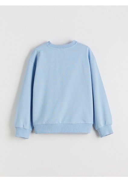 Yeni Sezon Bisiklet Yaka Baskılı Kız Çocuk Sweatshirt modelleri
