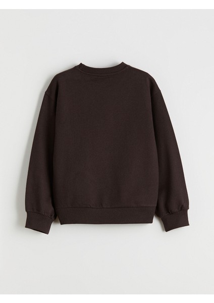 Yeni Sezon Bisiklet Yaka Baskılı Kız Çocuk Sweatshirt modelleri