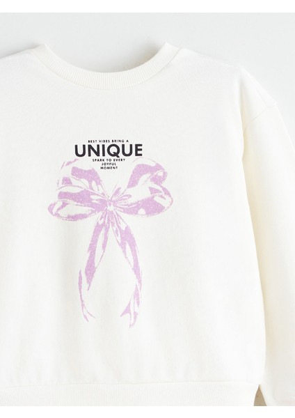 Yeni Sezon Bisiklet Yaka Baskılı Kız Çocuk Sweatshirt modelleri
