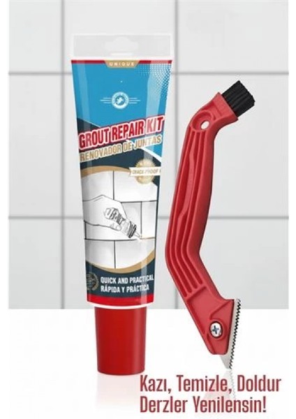 Modacar Derz Dolgu Macunu + Çelik Uçlu Derz Kazıyıcı Set | Fayans Arası Temizlik ve Yenileme Çözümü