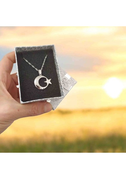 - 925 Ayar Orjinal Gümüş Ay Yıldız Kolye fiyatları