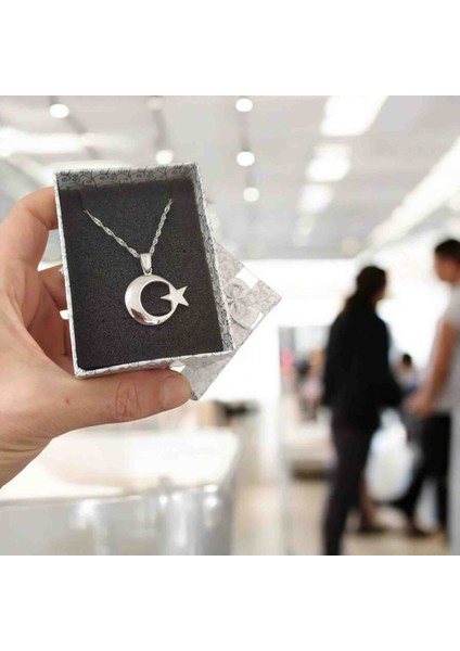 - 925 Ayar Orjinal Gümüş Ay Yıldız Kolye fırsatları
