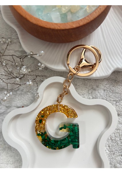 G Harfi Epoksi Yeşil Gold El Yapımı Anahtarlık fiyatları