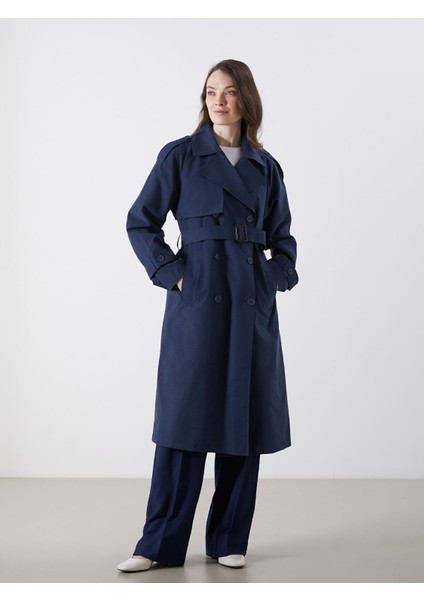 Yeni Sezon Kruvaze Yaka Oversize Kadın Trençkot