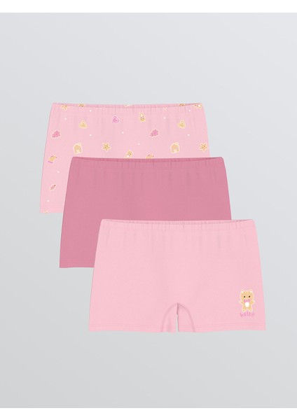 Yeni Sezon Baskılı Kız Çocuk Boxer 3'lü