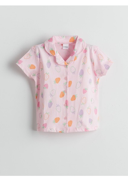 Yeni Sezon Çilekli Kız Çocuk Pijama Üst