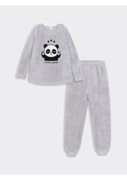 Yeni Sezon Bisiklet Yaka Pelüş Kız Çocuk Pijama Takımı