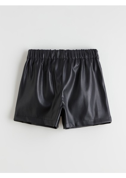 Yeni Sezon Beli Lastikli Deri Görünümlü Kız Çocuk Şort Etek fiyatları