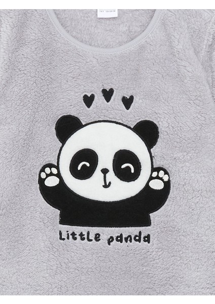Yeni Sezon Bisiklet Yaka Pelüş Kız Çocuk Pijama Takımı modelleri