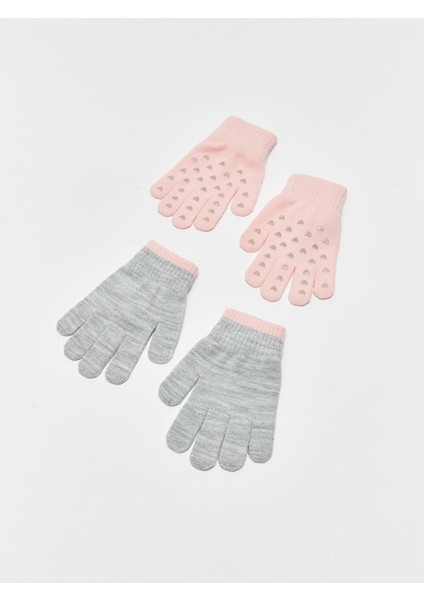 Yeni Sezon Baskılı Kız Çocuk Triko Eldiven 2'li