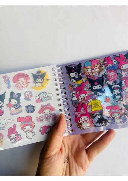 Kuromi My Melodi Melody Yumuşak Squishy Sukuşi Kapak Sticker Etiket Çıkarma Albümü Defteri modelleri