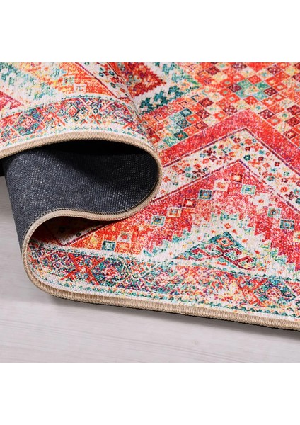 Diavolo Klasik Göbekli Multi Polyester ve Pamuklu Kaydırmaz Tabanlı Dijital Baskı Halı fırsatları