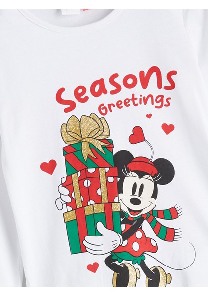 Yeni Sezon Bisiklet Yaka Mickey Mouse Baskılı Kız Çocuk Pijama Takımı modelleri