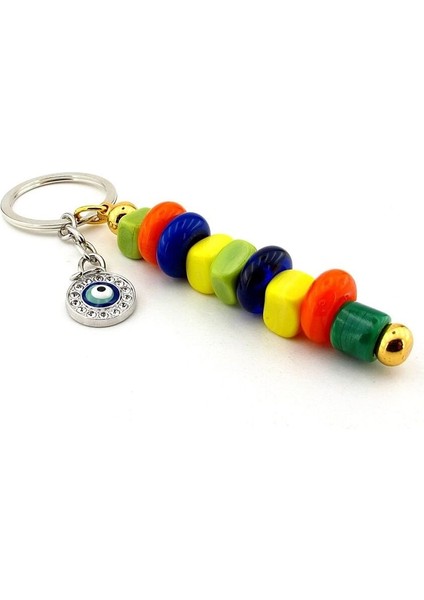 Orjinal Renkli Murano Cam Boncuklu Çanta Süsü Nazar Charm Anahtarlık KY070 fırsatları
