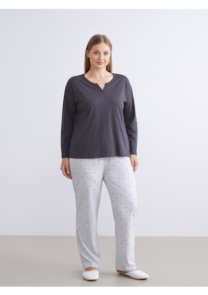 Yeni Sezon Büyük Beden Beli Lastikli Puantiyeli Kadın Pijama Altı fiyatları