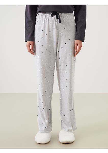 Yeni Sezon Büyük Beden Beli Lastikli Puantiyeli Kadın Pijama Altı modelleri