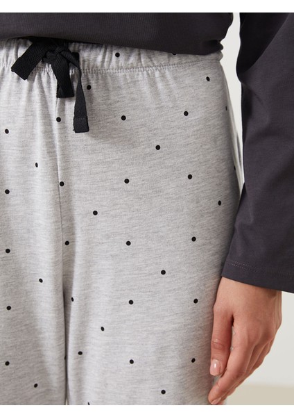 Yeni Sezon Büyük Beden Beli Lastikli Puantiyeli Kadın Pijama Altı fırsatları