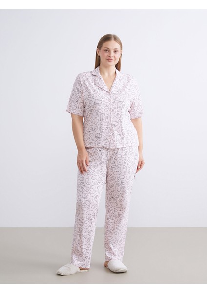 Yeni Sezon Gömlek Yaka Baskılı Kadın Pijama Takımı fiyatları