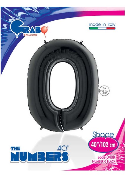 0 Rakam Supertrend Siyah Folyo Balon 40"