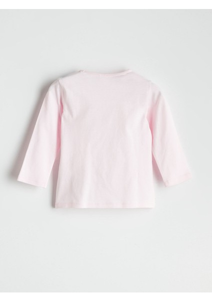Yeni Sezon Bisiklet Yaka Baskılı Uzun Kollu Kız Çocuk Pijama Takımı modelleri