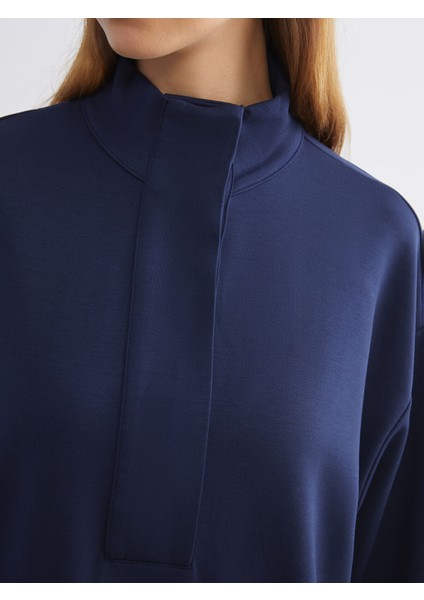 Yeni Sezon Dik Yaka Oversize Kadın Sweatshirt Tunik fırsatları