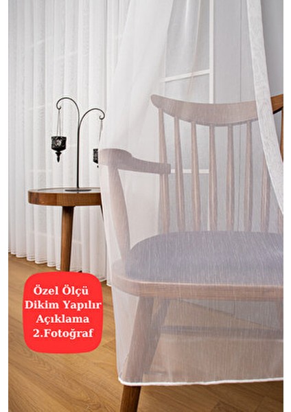 Zarif Kırışmaz Tül Perde 400 x 210 cm Kırık Beyaz Sık Pile Salon Kullanımı İçin