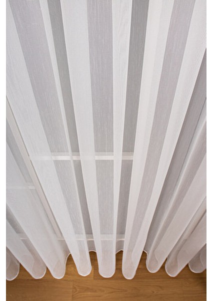 Zarif Kırışmaz Tül Perde 400 x 210 cm Kırık Beyaz Sık Pile Salon Kullanımı İçin