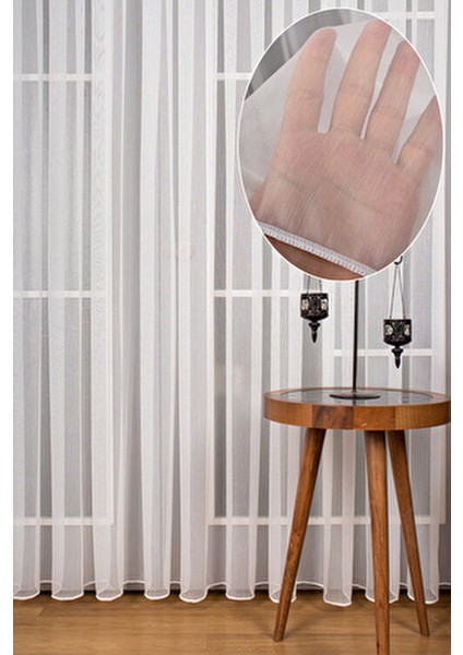 Zarif Kırışmaz Tül Perde 400 x 210 cm Kırık Beyaz Sık Pile Salon Kullanımı İçin