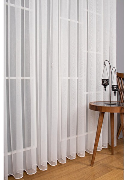 Zarif Kırışmaz Tül Perde 400 x 210 cm Kırık Beyaz Sık Pile Salon Kullanımı İçin