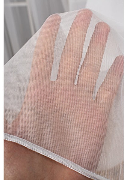 Zarif Kırışmaz Tül Perde 400 x 210 cm Kırık Beyaz Sık Pile Salon Kullanımı İçin