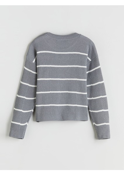 Yeni Sezon Bisiklet Yaka Çizgili Kız Çocuk Triko Kazak fiyatları