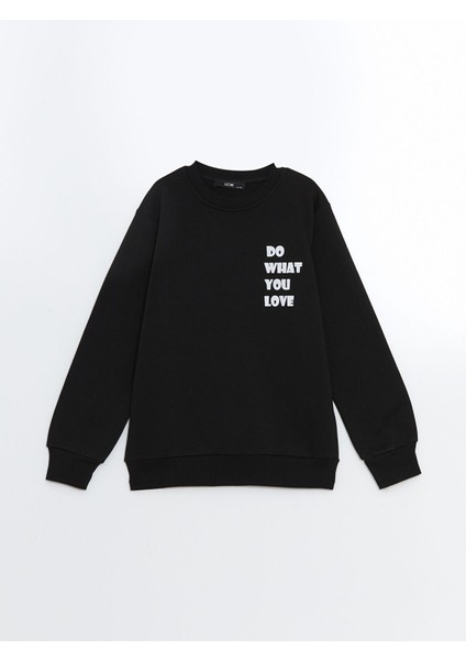 Yeni Sezon Bisiklet Yaka Uzun Kollu Baskılı Kız Çocuk Sweatshirt