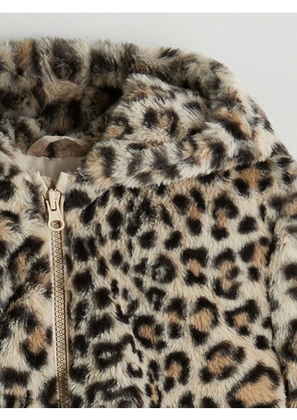 Yeni Sezon Leopar Desenli Kız Çocuk Pelüş Mont modelleri