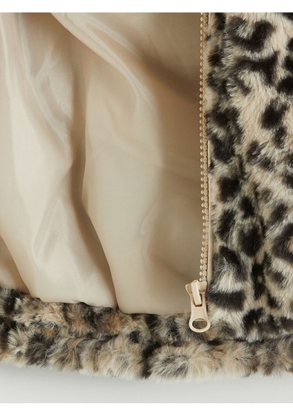 Yeni Sezon Leopar Desenli Kız Çocuk Pelüş Mont fırsatları