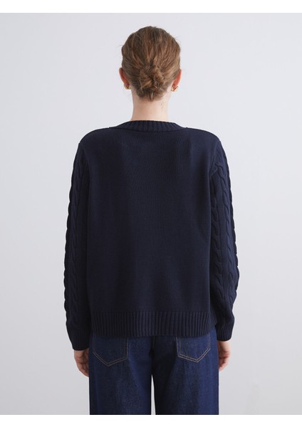 Yeni Sezon Bisiklet Yaka Kendinden Desenli Kadın Triko Hırka fırsatları