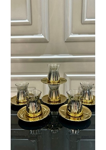 6 Kişilik 12 Parça Titanyum Model Cam Çay Seti fiyatları