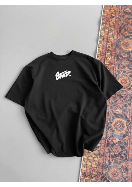 Baskılı Oversize T-Shirt - Siyah