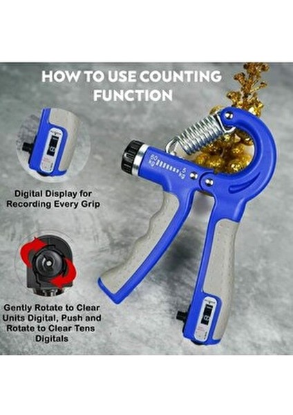 El ve Bilek Kas Güçlendirici - 5 Ila 60 kg Ayarlanabilir Direnç, Sayaçlı, Ergonomik Tasarım