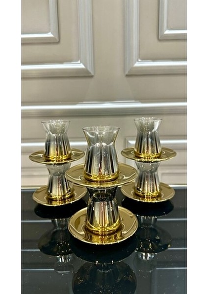 6 Kişilik 12 Parça Titanyum Model Cam Çay Seti fırsatları