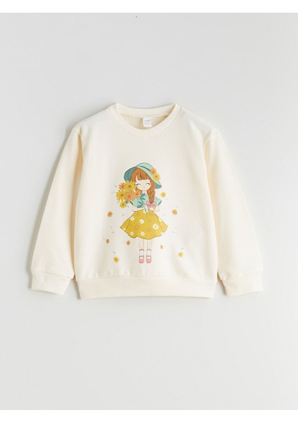 Yeni Sezon Bisiklet Yaka Baskılı Kız Çocuk Sweatshirt 2'li fiyatları
